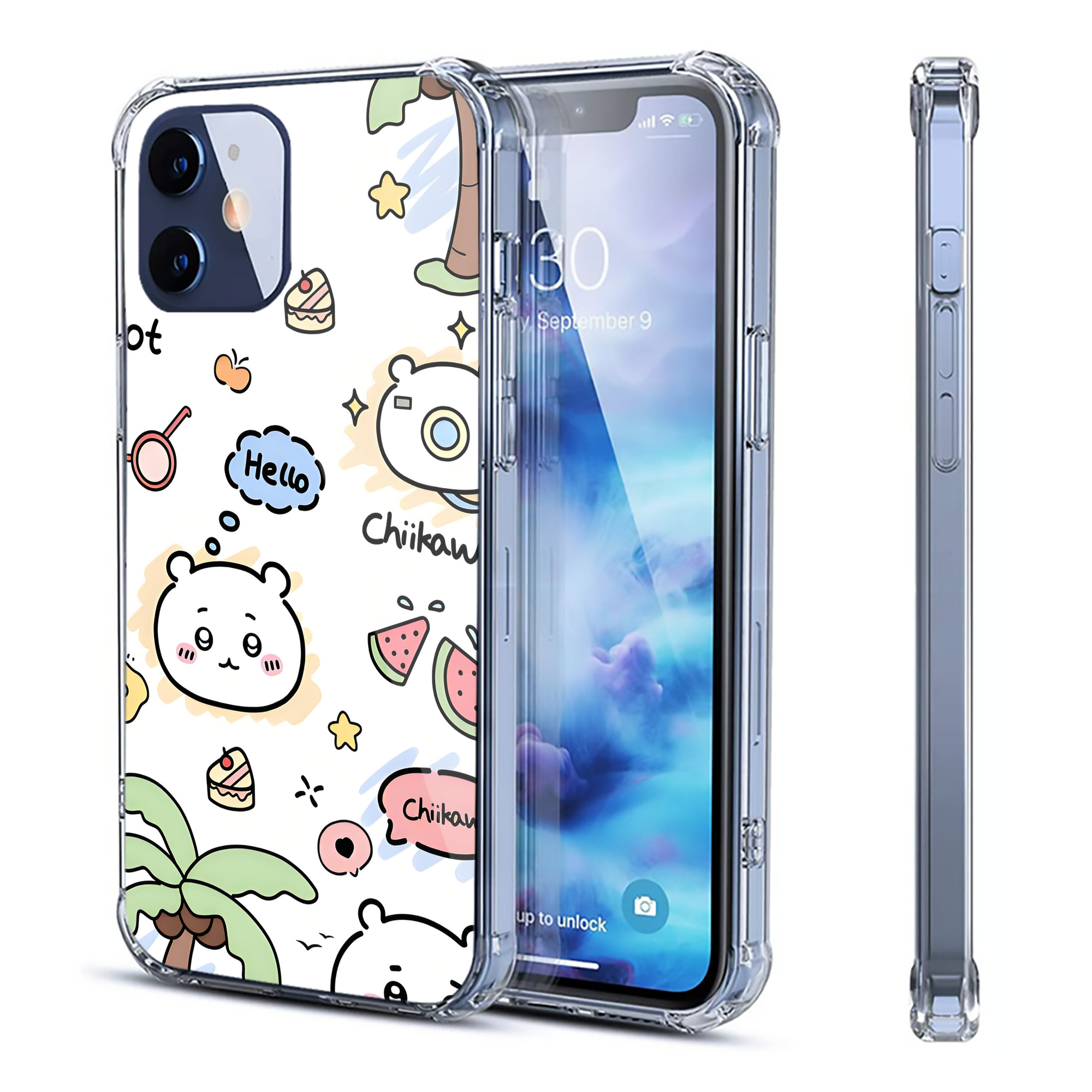 （画像用） ちいかわ Chii-kawa 【iPhone 12シリーズ対応】透明スマホケース（クリアソフトケース）